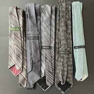 Lot Of 5 Men's Neckties Preppy Business Formal Wedding (See Description)